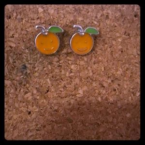 Orange happy face earrings